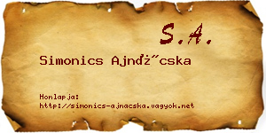 Simonics Ajnácska névjegykártya